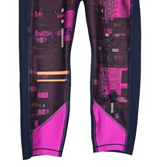 Under Armour Leggings Women Navy Purple Cropped Compression Heatgear Athletic - Picture 3 of 8